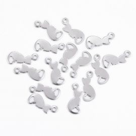 Кулон Cat из нержавеющей стали 304, 13x5,5x0,5 мм., 1 шт.