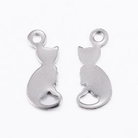 Nerūsējošā tērauda 304 Cat kulons, 13x5,5x0,5 mm., 1 gab. MD2003