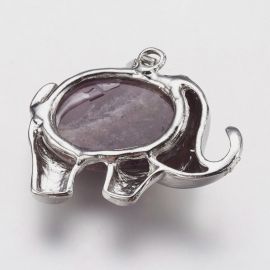 Dabiskais ametista kulons "Elephant", 37x29x10 mm., 1 gab.