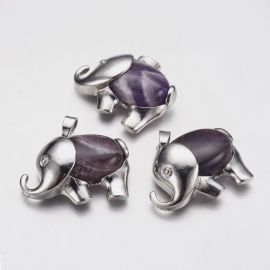 Dabiskais ametista kulons "Elephant", 37x29x10 mm., 1 gab. PK0057