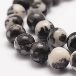 Looduslikud sebra Jaspi helmed, 10 mm., 1 haruga