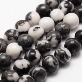 Natürliche Perlen aus Zebra Jaspi, 10 mm, 1 Strang