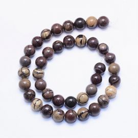 Looduslikud sebra Jaspi helmed, 10 mm., 1 haruga