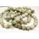 Stone beads white-green - mottled, 8 mm