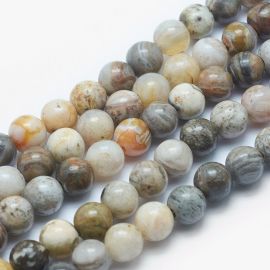 Natural bamboo agate beads, 8.5 mm., 1 strand 