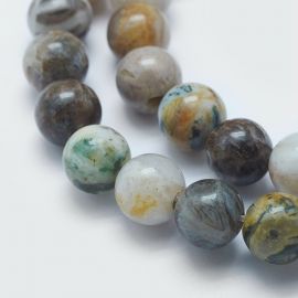 Natural bamboo agate beads, 8.5 mm., 1 strand 