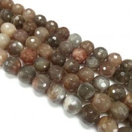 Natürliche Perlen aus Mondstein. Grau-Beige-Weiß Größe 8 mm