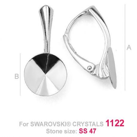 Earrings hooks 925 Swarovski 1122 10 mm crystals, 22,5x9.8 mm 1 pair SID0030