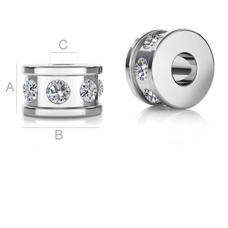 Spacer 925 mit Swarovski-Kristallen, 5x3x2 mm 2 Stck. SID0021
