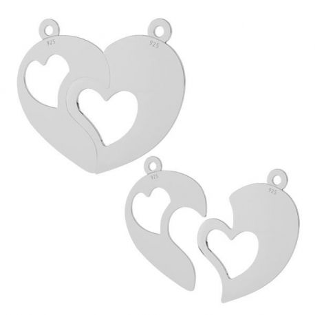 Anhänger "Double Heart" 925, 18x22x0,4 mm Set 1 SID0006