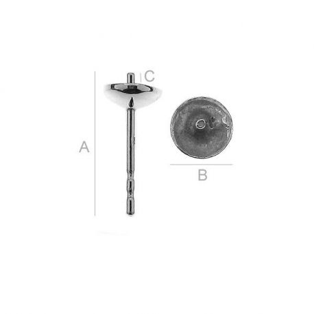 Auskaru āķi - naglas 925 daļēji urbtām pērlītēm, 13x5x3 mm 2 pāri SID0035