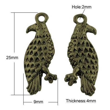 Eagle pendant, 25x9x4 mm, 2 pcs., 1 bag MD2043