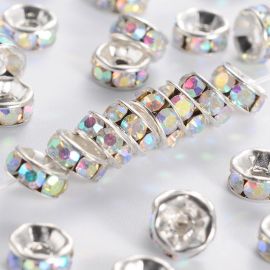 Spacer with rhinestones, 6 mm, 10 pcs., 1 bag II0428