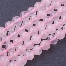 Rožinio kvarco karoliukai, 6 mm, 1 gija