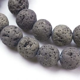 Natural lava beads, 10-10.5 mm, 1 strand 