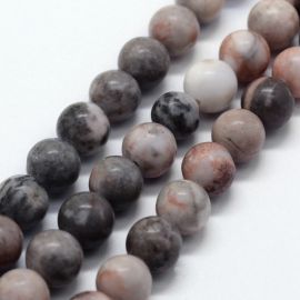 Looduslikud roosa sebra jaspi helmed, 8 mm, 1 haruga