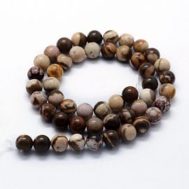 Natural beads from zebra jaspi. White-brown-yellowish size 8 mm
