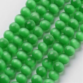 Perlen des Katzenauges. Grüne Größe 8 mm