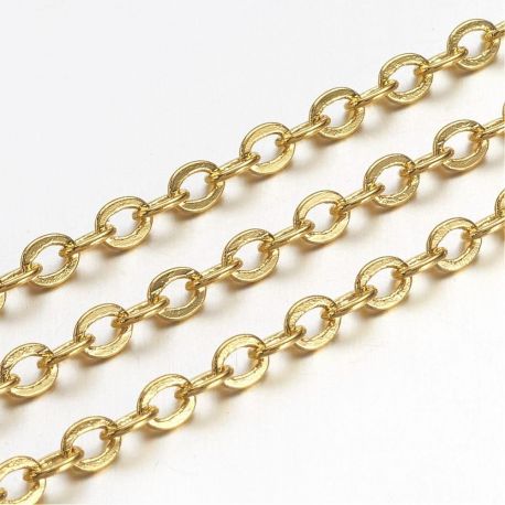 Brass chain, 3.5x3x0.5 mm, ~10 meters,, 1 roll MD2065
