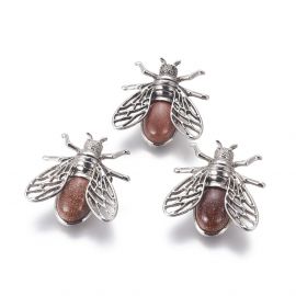 Cikada pross sünteetilise päikesekiviga, 38x36x8 mm, 1 tk