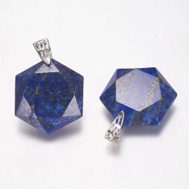 Naturaalne Lapis Lazuli ripats, 41x28x9 mm, 1 tk PK0058
