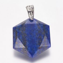 Natūralus Lapis Lazuli pakabukas, 41x28x9 mm, 1 vnt