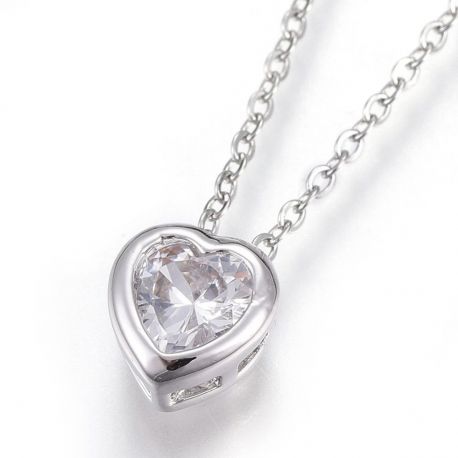 Stainless steel 304 chain with Zirconium pendant, 1 pcs MD2074