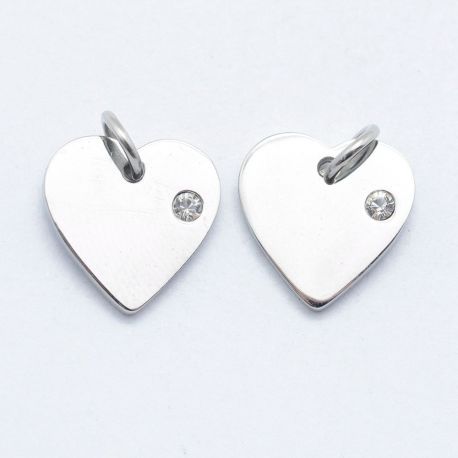 Edelstahl 316 Anhänger mit Zirkonium Auge "Herz", 12x12x2 mm, 1 Stck MD2092