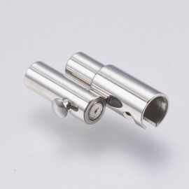 Stainless steel 304 magnetic clasp with additional locking, 15x4x4.5 mm, 2 pcs., 1 bag
