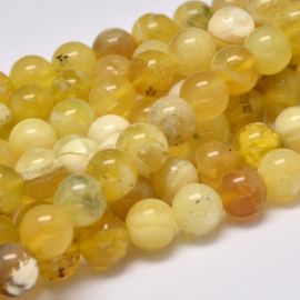 Natūralūs geltonojo opalo karoliukai. Gelsvos-baltos spalvos dydis 4 mm