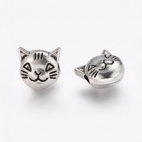 Spacer "Kitten Smiley", 8x8x5 mm, 1 tk II0442