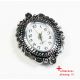 Mechanical clock with element, silver color 33x27 mm