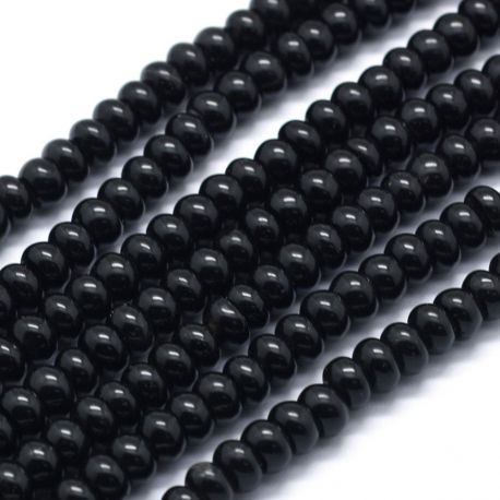 Synthetic Black Stone Beads 6x4 mm 1 strand AK1613