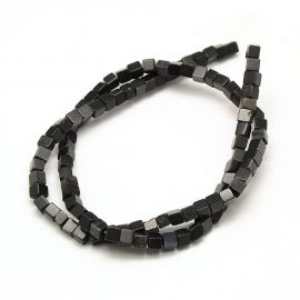 Natural Black Stone Beads 4x4x4 mm 1 strand 