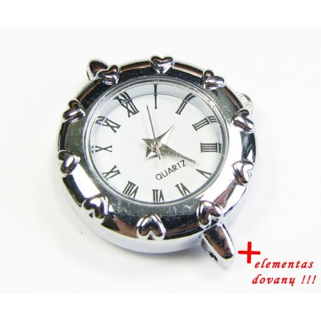 Mechanical clock with element, silver color 30x25 mm