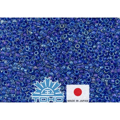 TOHO® Seed Beads Inside-Color Luster Crystal/Caribbean Blue-Lined 11/0 (2.2 mm) 10 g. TR-11-189