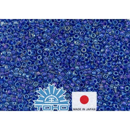 TOHO® seemnehelmed seestpoolt läikiv kristall / Kariibi mere sinise voodriga 11/0 (2,2 mm) 10 g. TR-11-189