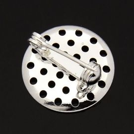 Brooch clasp with perforated detail details 15 mm. 2 pcs, 1 bag silver color