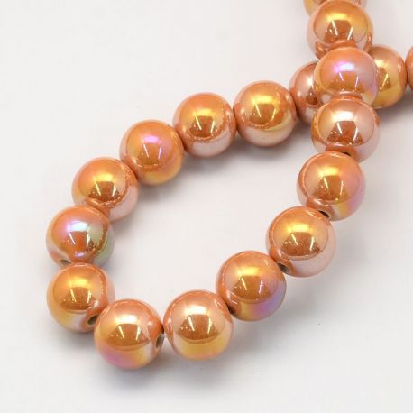 Handmade ceramic beads 8 mm. 10 pcs, 1 bag KK0324