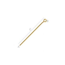 Gold-plated pins with eyelet 925 30x0.8 mm. 2 pcs., 1 bag SID0110