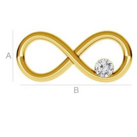 Apzeltīti savienotāji "Infinity" ar Swarovski aci 925 16x8 mm. 1 gab. SID0069