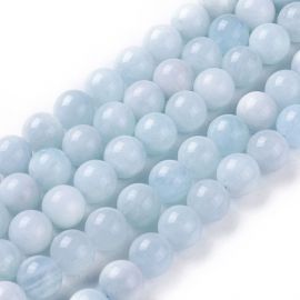 Natural Aquamarine beads 10 mm., 1 strand light blue
