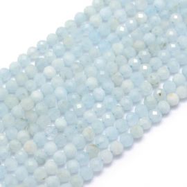 Natural Aquamarine beads 2-2.5 mm., 1 strand light blue