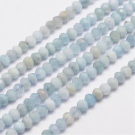 Natural Aquamarine beads 5.5-6x4 mm. 6 pcs, 1 bag light blue