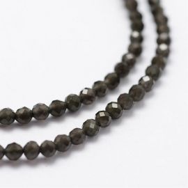 Natürliche Obsidianperlen 2 mm, 1 Strang