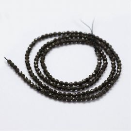 Natūralūs Obsidiano karoliukai 2 mm., 1 gija