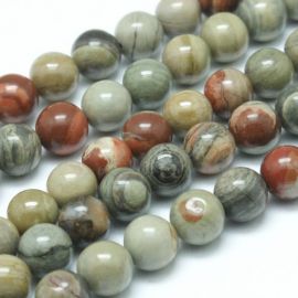 Natural Jaspio beads 4 mm., 1 strand light greenish-beige