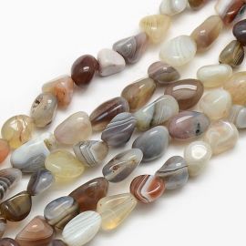 Natural Botswana Agate beads 12-8x12x8 mm., 1 strand grey-white-yellowish-brown