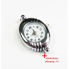 Mechanical clock with element, silver color 30x21 mm
