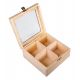 Wooden box for tea with glass 16x16x8 cm MED0048